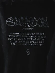 SUMWON Áo thun tay ngắn cổ tròn in họa tiết cỡ lớn của Samoon Studios với chi tiết logo cùng tông màu. - màu đen - Xem 6