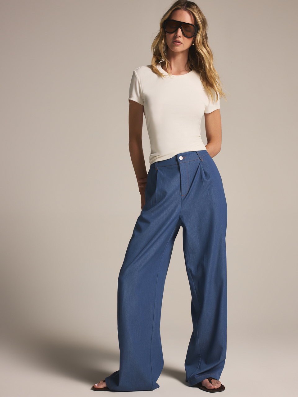 KSTM High-Waisted Wide Leg Smart Pleated Trousers For Casual Chic Spring Summer Everyday Style