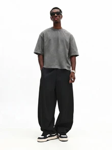 SUMWON Crew Oversized Washed Graphic Tee With Racing Helmet Back Print And Crew Neck Short Sleeves - Grey - View 4