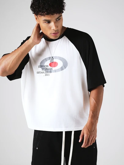 SUMWON Camiseta oversize de cuello redondo de manga corta con estampado gráfico de círculo