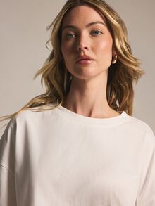 KSTM Oversized Drop Shoulder T-Shirt With Wide Sleeves And Round Neck For Effortless Casual Style - White - View 6