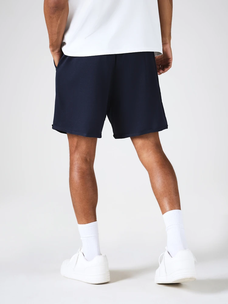 Casual Drawstring Fleece Shorts With Collegiate Number Print And Rolled Hem For Summer