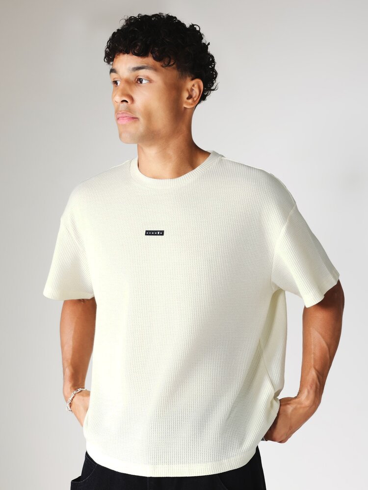PLAYBOY X SUMWON Bunny Oversized Waffle Textured Crew Neck Printed Back Logo T-Shirt Casual Streetwear