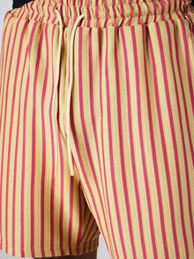 SUMWON Shorts listrados com textura de crochê e cordão, ideais para férias casuais de verão na praia. Modelagem relaxada. - Multicolorido - Ver 6