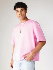 SUMWON Camiseta de cuello redondo y mangas cortas con texto con cristales en la espalda y corte cropped oversize para verano - Rosa - Ver 5