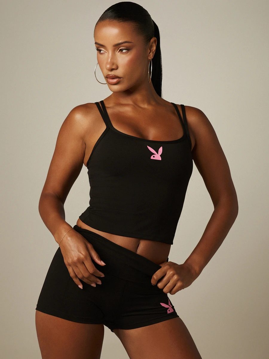 Missguided x Playboy 女士运动套装 - 黑與白 - 查看 1