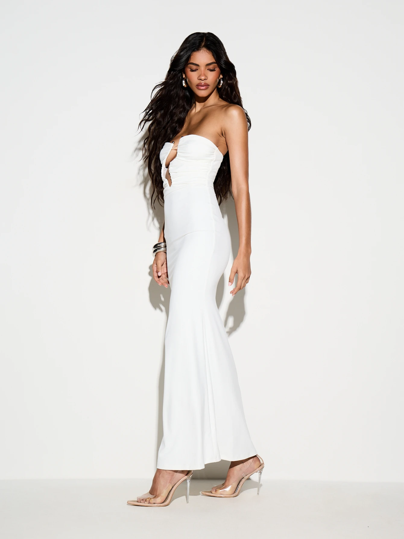 KIZN Bandeau Maxi Dress With Wave Wire Cutout