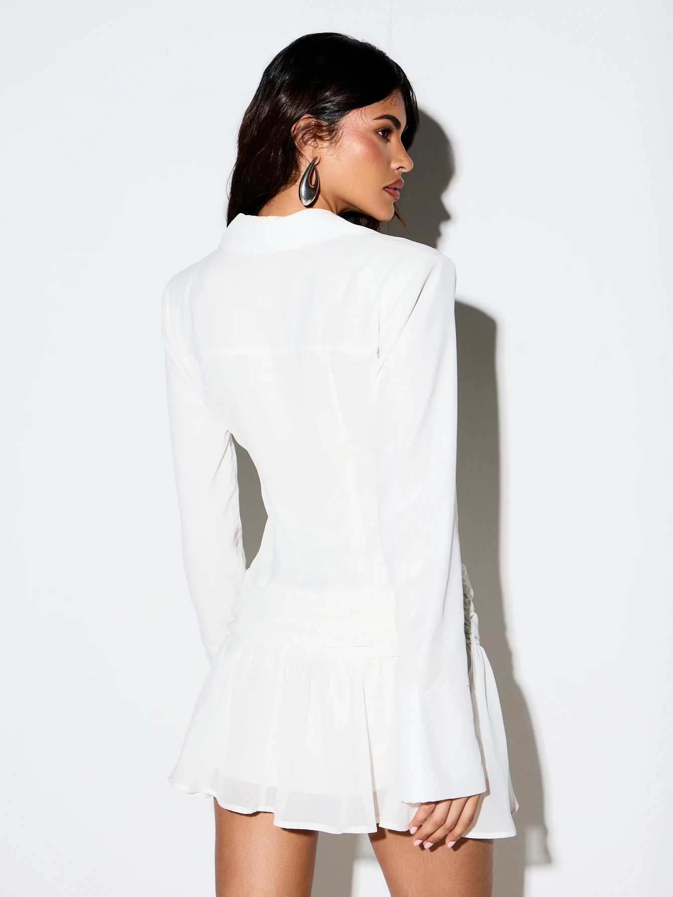 KIZN DROPPED WAIST FLIPPY HEM SHIRT DRESS