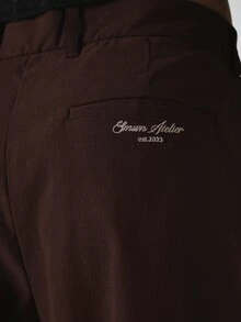 SUMWON Barrel Pleat Wide Leg Trouser In Woven Fabric With Pleated Front And Relaxed Tailored Fit - Brown - View 5