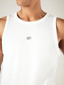 SUMWON Ribbed Knit Sleeveless Tank Top With Crew Neck Logo Detail Regular Fit Summer Essential - White - View 6