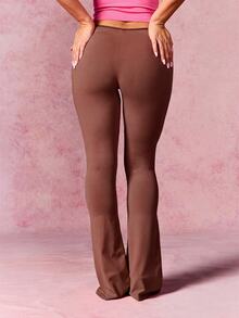 BABYPHAT QUẦN LEGGING XÒE CÓ CHI TIẾT CẮT RỘNG - Màu nâu Sô-cô-la - Xem 2