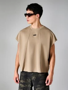 PLAYBOY X SUMWON Oversized ärmelloses Cropped Top mit Hasen-Logo Grafik Aufdruck für den Sommer - Khaki - Übersicht 2