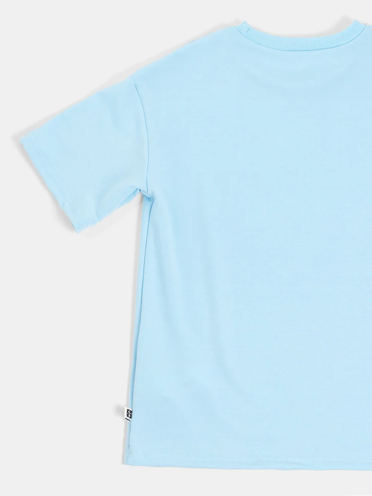 Oversized Tween Boys Crew Neck Short Sleeve Tonal Embroidered Logo Graphic T-Shirt Casual Everyday Spring Summer Top