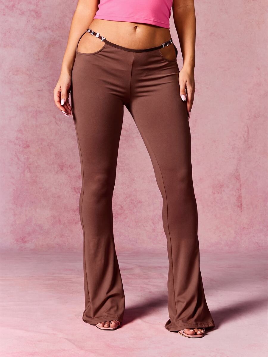 BABYPHAT QUẦN LEGGING XÒE CÓ CHI TIẾT CẮT RỘNG - Màu nâu Sô-cô-la - Xem 1