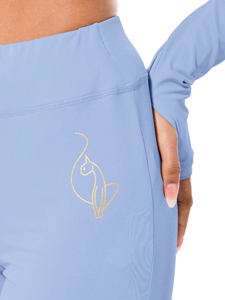 BABYPHAT Jersey Schlaghose mit goldenem Glitzer-Schrift-Logo-Muster und Strass-Katzen-Detail