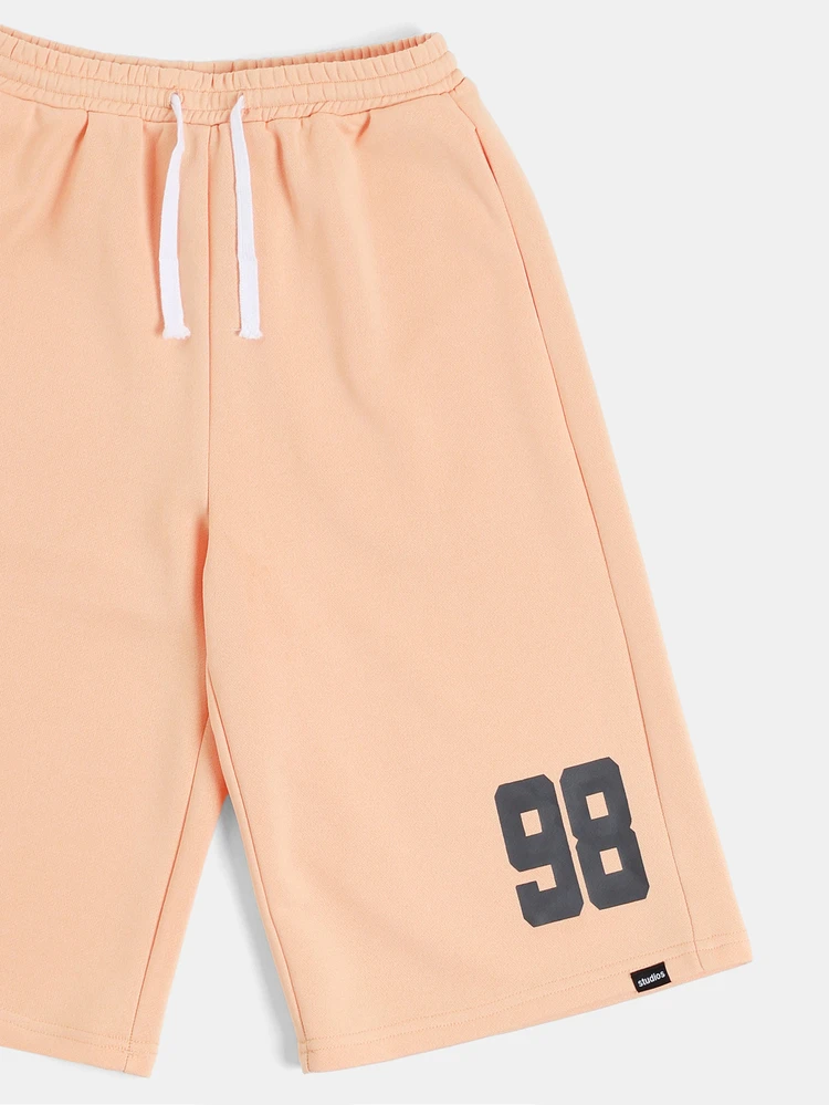 Conjunto Coordenado Colegial Arco Logotipo para Meninos Pré-Adolescentes, Camiseta de Gola Careca de Manga Curta e Shorts, Casual de Verão
