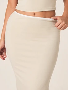 MISSGUIDED Conjunto de dos piezas de top corto con cuello halter y falda larga para vacaciones de verano y uso en resort - Albaricoque - Ver 6