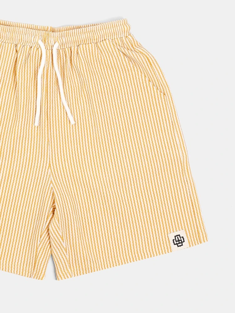 Conjunto de Camiseta e Shorts Listrados Casuais de Verão para Meninos Pré-Adolescentes, Roupa Combinada para Uso Diário, Férias e Praia