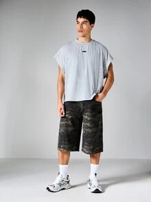 PLAYBOY X SUMWON Bunny Logo Oversized Sleeveless Muscle Tank Top Crewneck Casual Summer Street Style - Grey - View 3