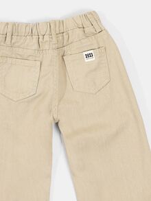 SUMWON Celana Panjang Twill Lebar dengan Tali Serut untuk Balita, Model Kasual Sehari-hari dengan Pinggang Elastis, Model Tarik. - Aprikot - View 4