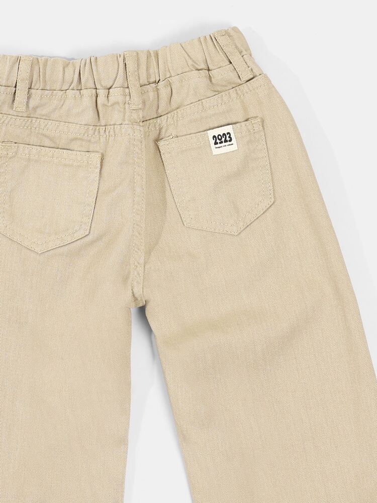 Wide Leg Drawstring Twill Pants For Toddlers With Elastic Waist Casual Everyday Pull-On Trousers