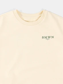 SUMWON 男童Logo图案T恤和短裤套装，圆领短袖，夏季休闲亲子装 - 綠色 - 查看 3