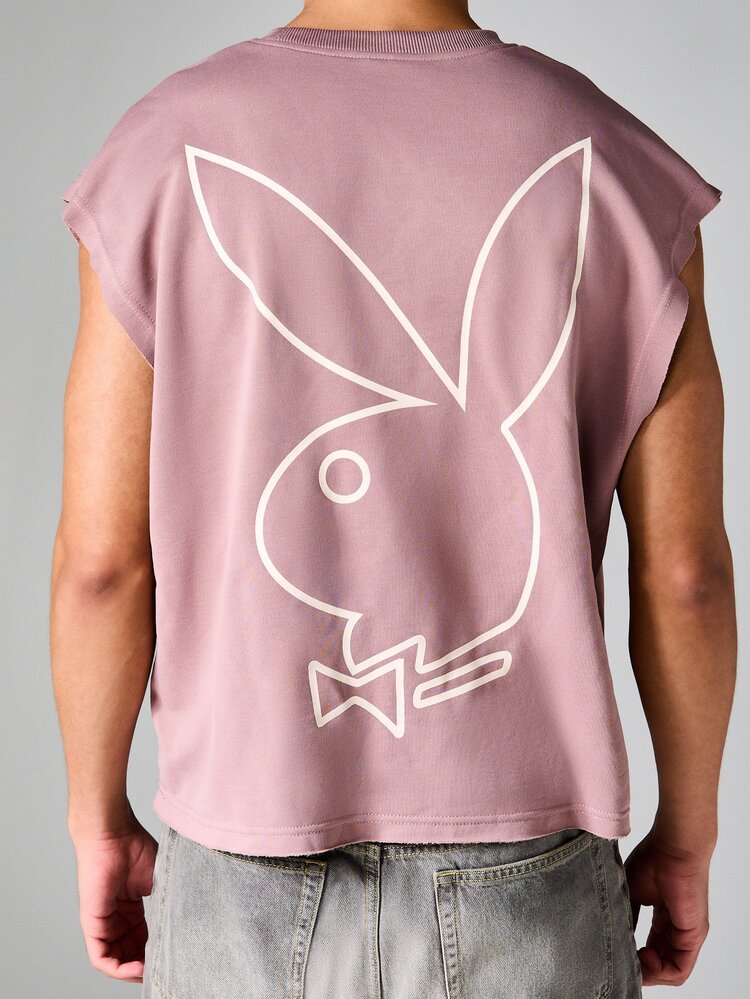 PLAYBOY X SUMWON Débardeur sans manches à col rond avec grand graphique au dos, coupe courte, Essentiels Lapin