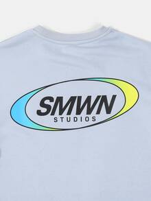 SUMWON Setelan Kaos Lengan Pendek Leher Bulat dan Celana Pendek Warna Blok untuk Anak Laki-Laki dari Studios, Pakaian Kasual Musim Panas Sehari-hari - Biru - View 5