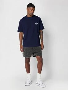 SUMWON Regular Design Studios Oversized Crew Neck T-Shirt With Back Logo Print Spring Summer 2024 Collection - Navy Blue - View 4