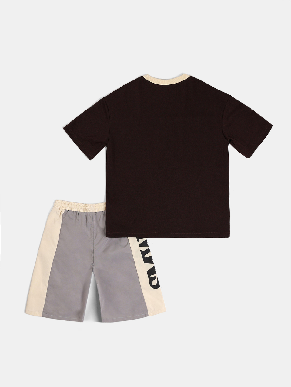 Tween Boys Logo Graphic Co-Ord Set Short Sleeve Ringer Tee And Color Block Shorts Summer Casual Matching Outfit
