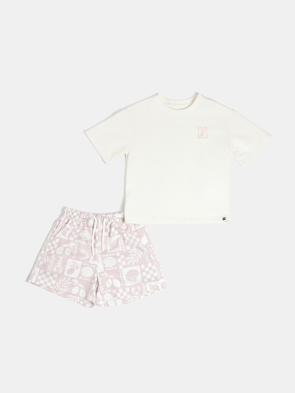 Boys Beachy AOP Co-Ord Set With Graphic Tee And Printed Shorts Summer Seaside Collection