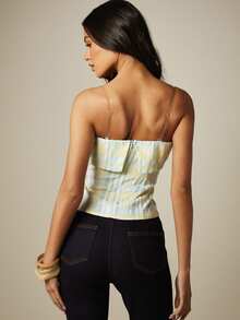 MISSGUIDED Strapless Plaid Check Bandeau Tube Top With Fold-Over Ruffle Edge Crop Top Summer Festival Style - Multicolor - View 3