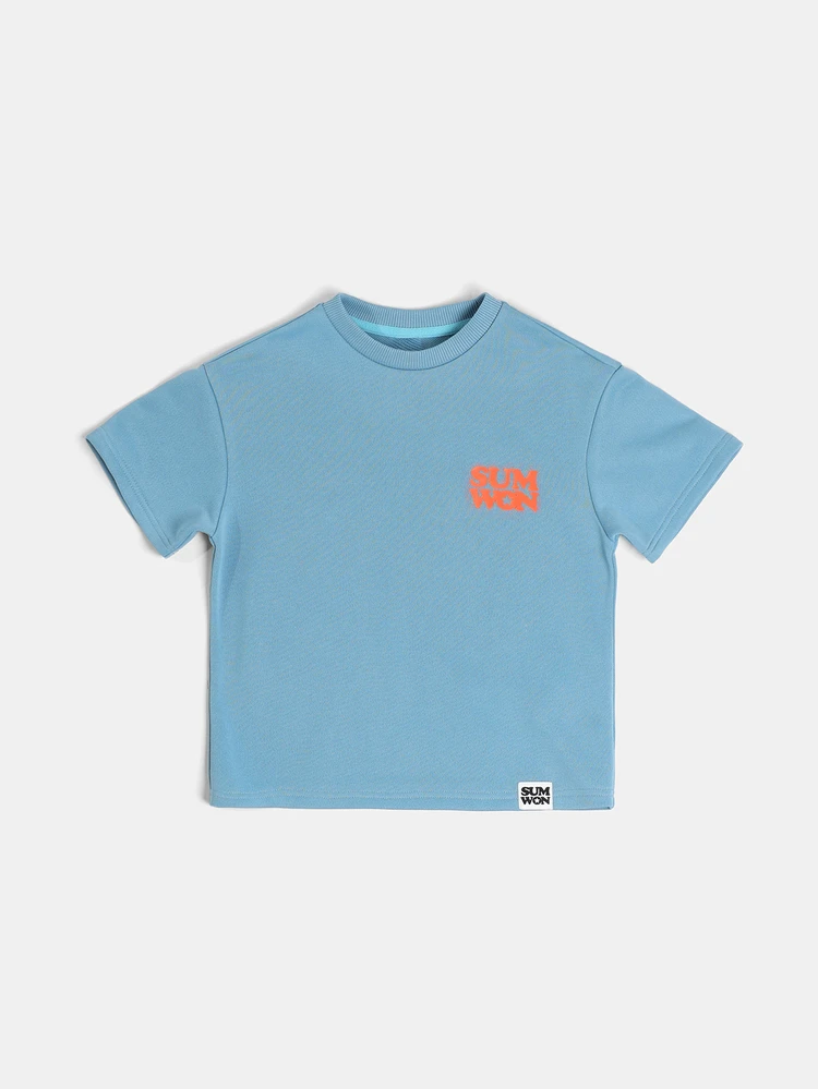 Boys Graphic T-Shirt With MW Studios Logo Print Crew Neck Short Sleeve Summer Casual Tee