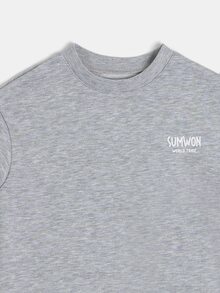 SUMWON World Tribe 男童核心标志圆领短袖常规版型T恤休闲日常上衣 - 灰色 - 查看 3