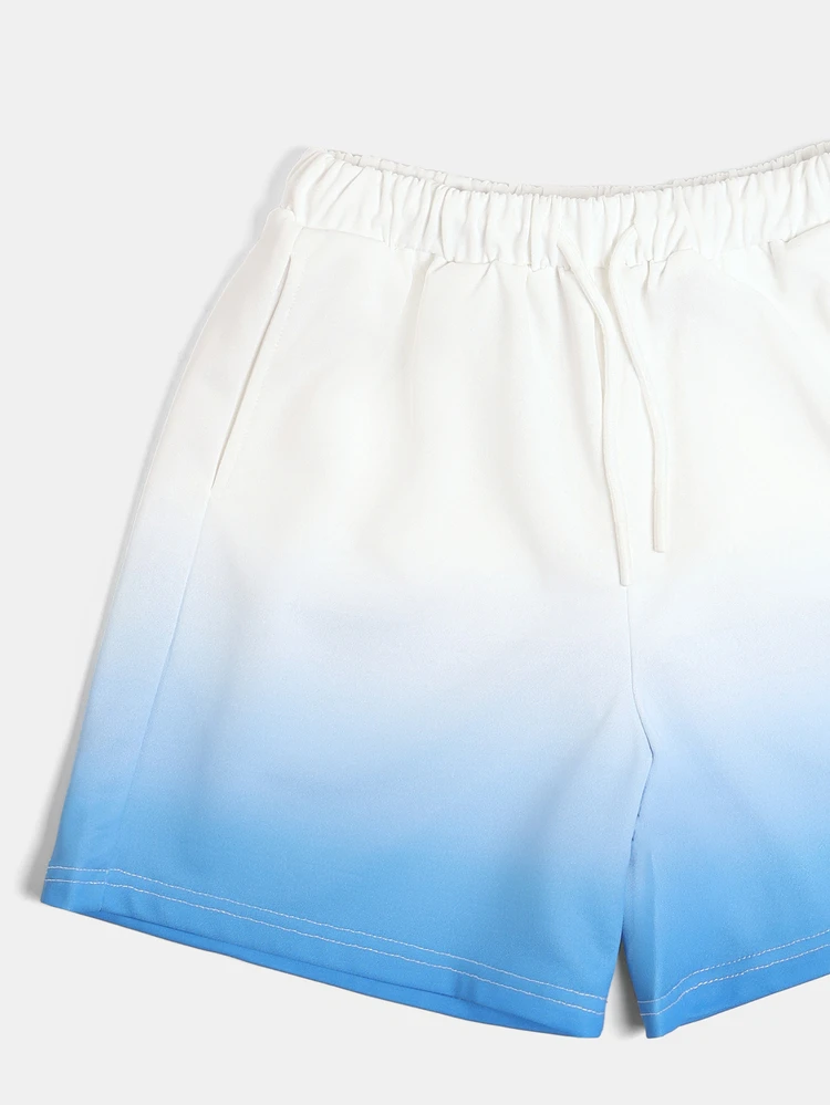 Boys Mykonos Coastal Dreams Ombre Oversized T-Shirt And Shorts Co-Ord Set Summer Vacation Two-Piece Outfit