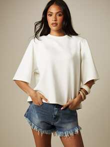 MISSGUIDED Viva Mexico Vintage Tropical Stamp Graphic Back Print Oversized Crop Tee Short Sleeve Crew Neck Summer T-Shirt Holiday Vacation White - White - View 4