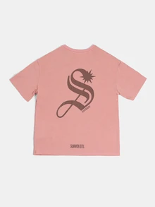 SUMWON Gothic S Logo Crew Neck Short Sleeve Tee And Shorts Co-Ord Set For Tweens Summer Casual Outfit - Dusty Pink - View 5