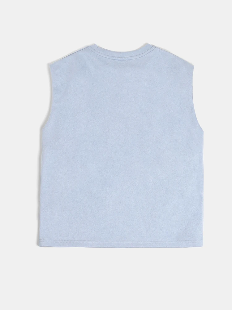 Tween Boys Suedette Tank Top Crew Neck Sleeveless Summer Casual Vest Regular Fit