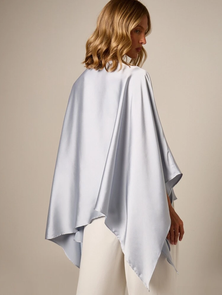 Satin Batwing Cape Top With Boat Neck