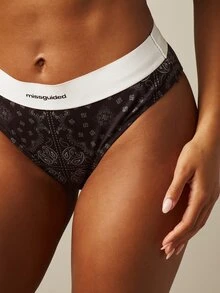 MISSGUIDED Paisley Print Branded Elastic Waistband High Cut Thong Underwear Intimate Bottom - Multicolor - View 4