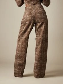 MISSGUIDED Paisley Print High Rise Straight Leg Denim Jeans With Wide Leg Silhouette Non Stretch Vintage Bandana Style Trousers - Multicolor - View 2