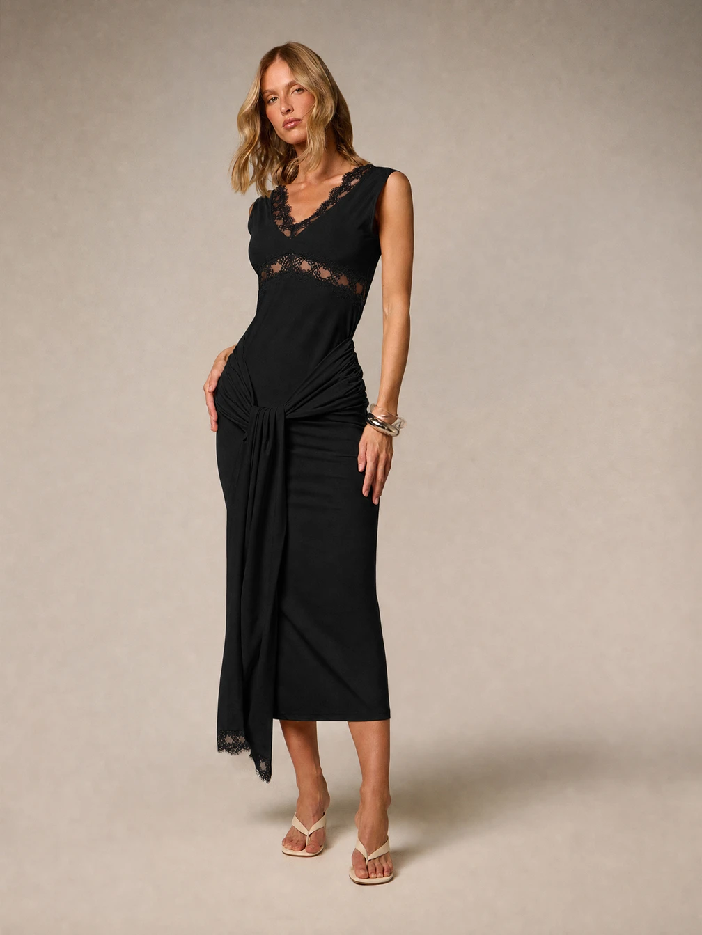 black lace insert maxi dress Scoop Neck Bodysuit Insert Maxi Dress In Black Lace | EGO US
