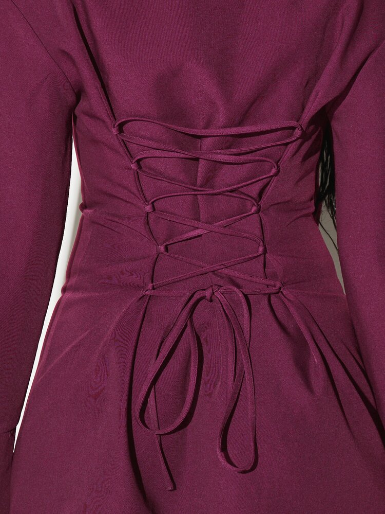 Shirt Mini Dress With Tie And Lace-Up Back