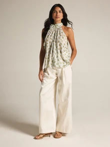 KSTM Áo blouse nữ cổ cao không tay dáng dài phom rộng, chất liệu vải dệt vân nhẹ - Nhiều màu - Xem 3