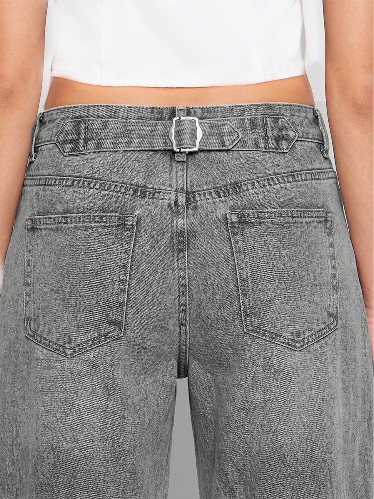Wide Leg Jeans With Silver Stud Side Detail