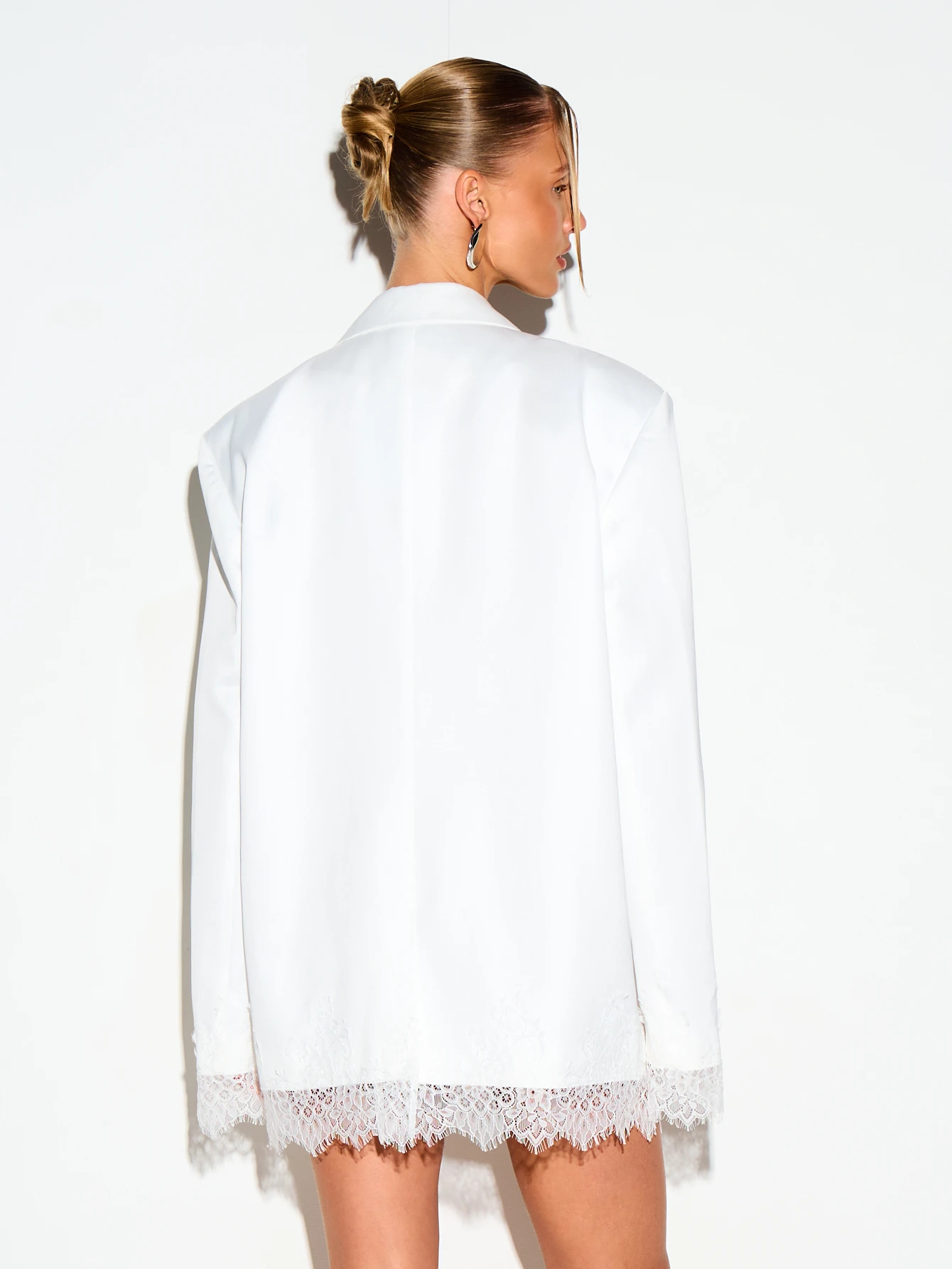 Oversized Blazer With Lace Trim Detail