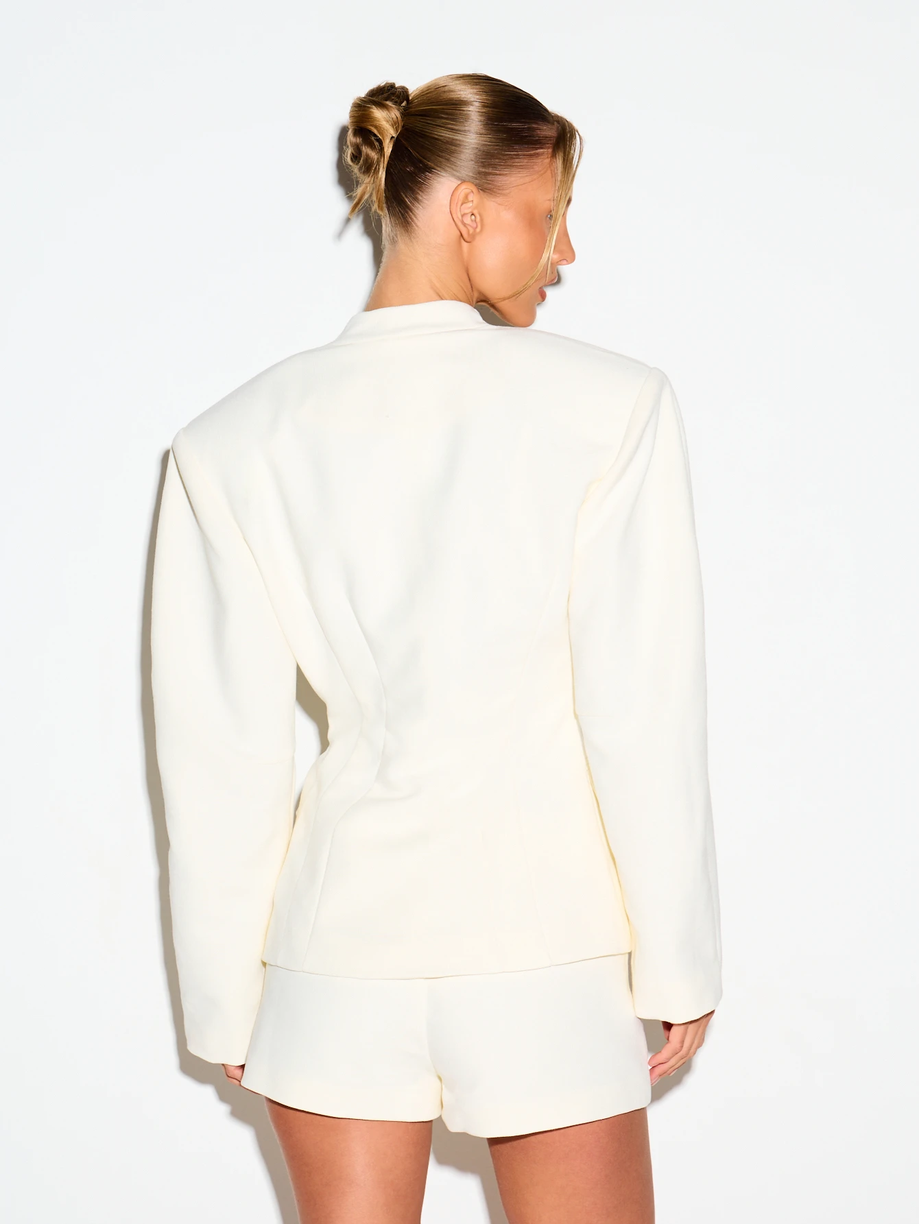 KIZN Wrap Blazer With Gold Chain Buckle Belt