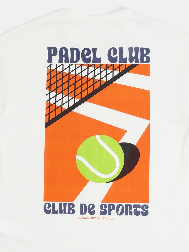 T-shirt à col ras-du-cou à manches courtes avec imprimé graphique du club de padel Design Studios pour pré-adolescents