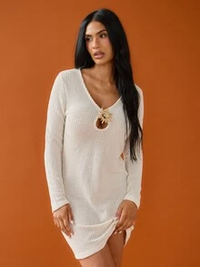 FASHION SZN Áo Kaftan móc cho nữ, viền vàng, phong cách Boho Ibiza, trang phục lễ hội, áo khoác bãi biển du lịch, đi bơi, câu lạc bộ bãi biển, tiệc hồ bơi sang chảnh, kỳ nghỉ hè, đi chơi thành phố - trắng - Xem 3