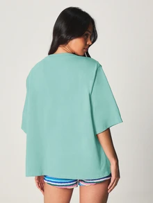 MISSGUIDED Tutti Frutti Kiwi Graphic Print Oversized Streetwear Tropical Crew Neck Short Sleeve Summer Casual T-Shirt Vacation Green - Mint Green - View 2